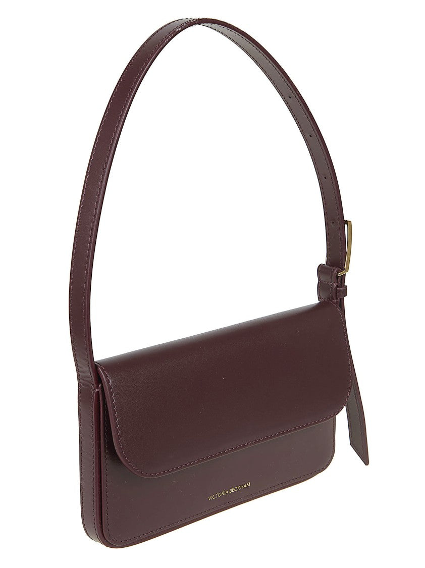 Victoria Beckham Structured Shoulder Bag In Smooth Burgundy Calf Leather