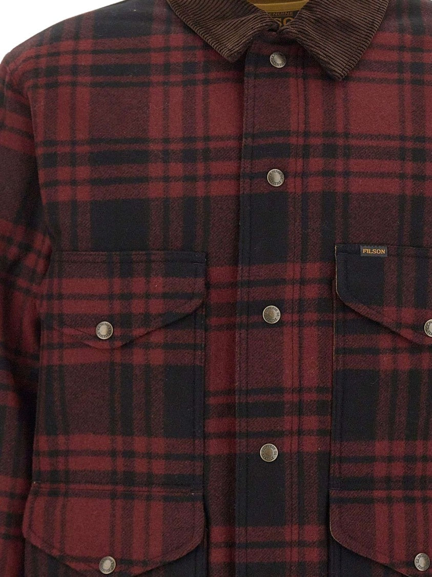 Filson Insulated Checked Jacket With Corduroy Collar And Flap Pockets