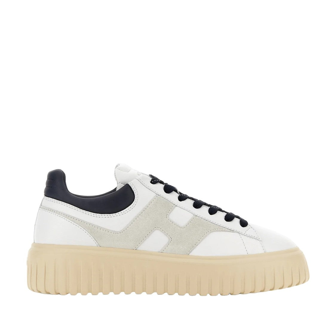 Hogan H-Stripes Leather Lace-Up Sneakers With Contrasting Accents