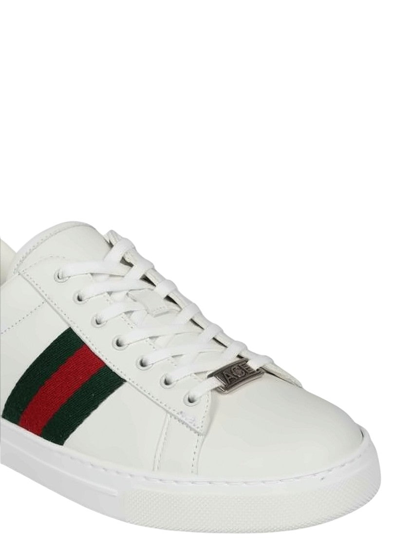 Gucci Smooth Leather Low-Top Sneakers With Signature Stripes