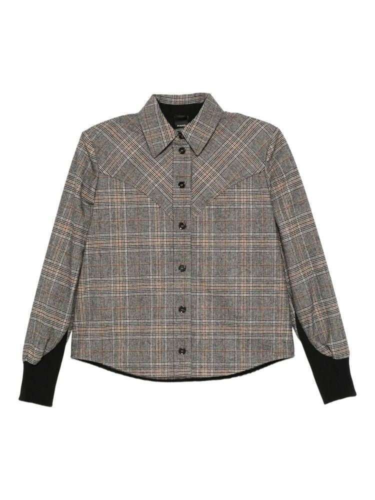 Pinko Multicolour Berta Cropped Boxy Plaid Long-Sleeve Shirt