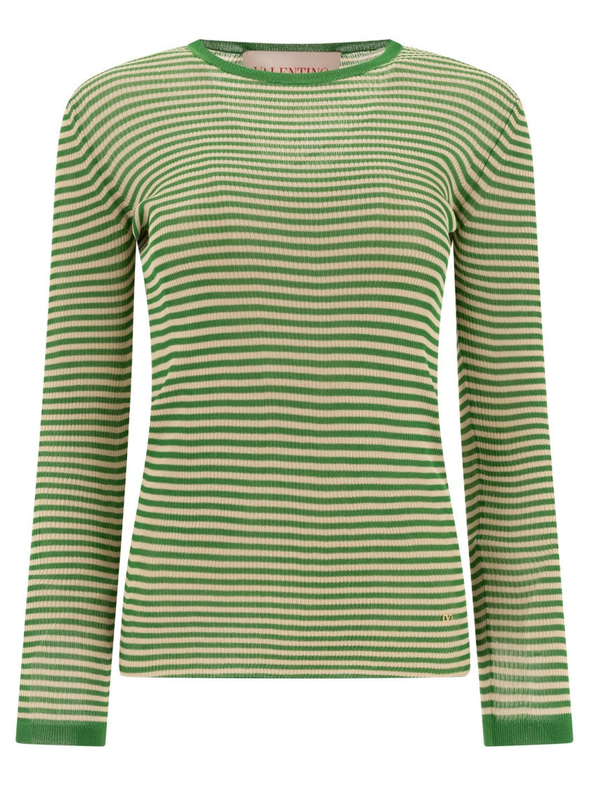 Valentino Long-Sleeved Fitted Silk T-Shirt