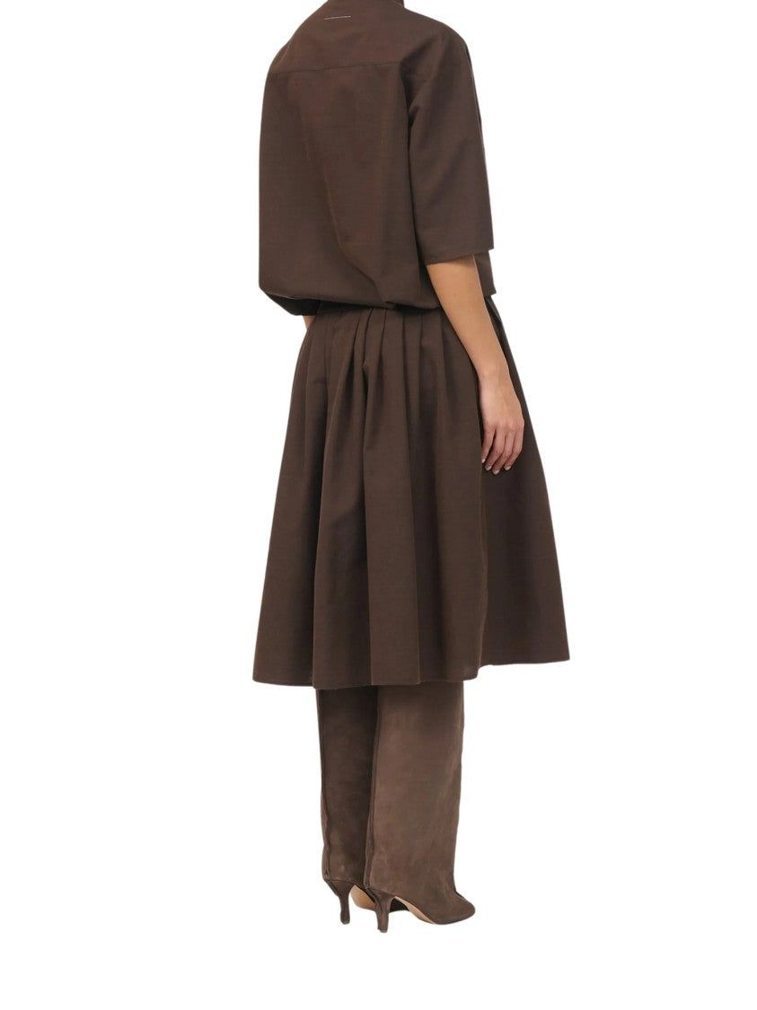 Mm6 By Maison Margiela Anatomic Pleated Midi Wool Midi Dress