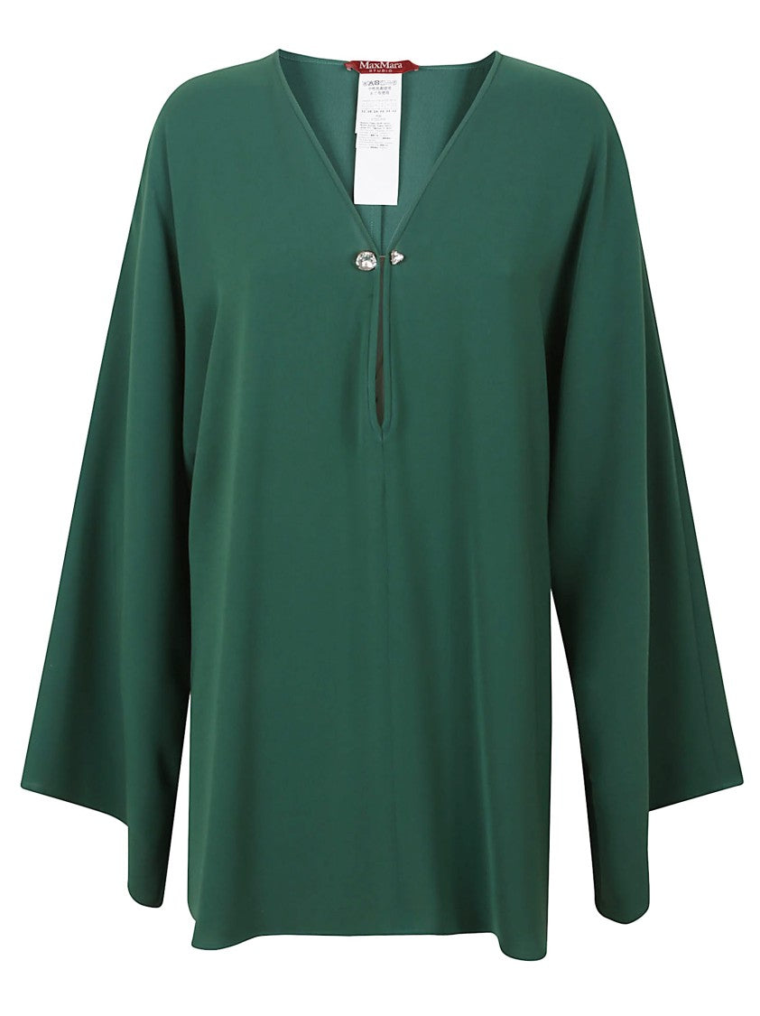 Max Mara Relaxed Fit Triacetate Top With Deep V-Neckline