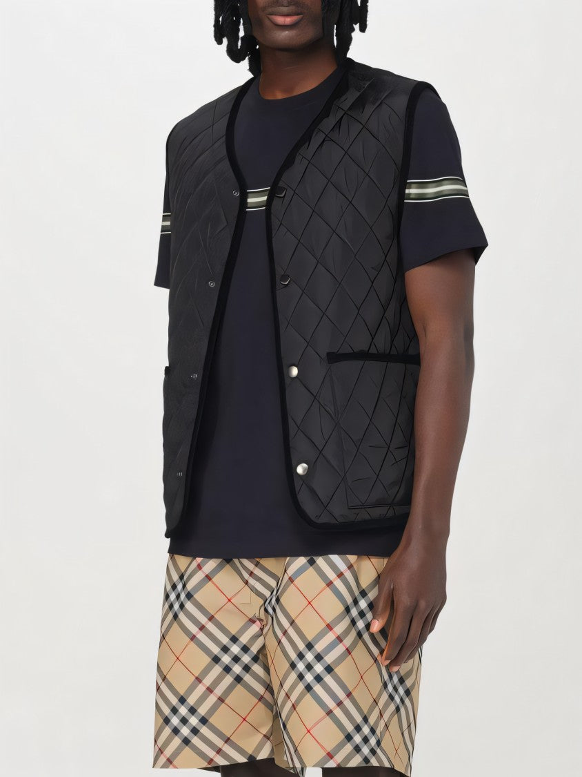 Burberry Diamond Quilted Black Vest With Contrasting Lining