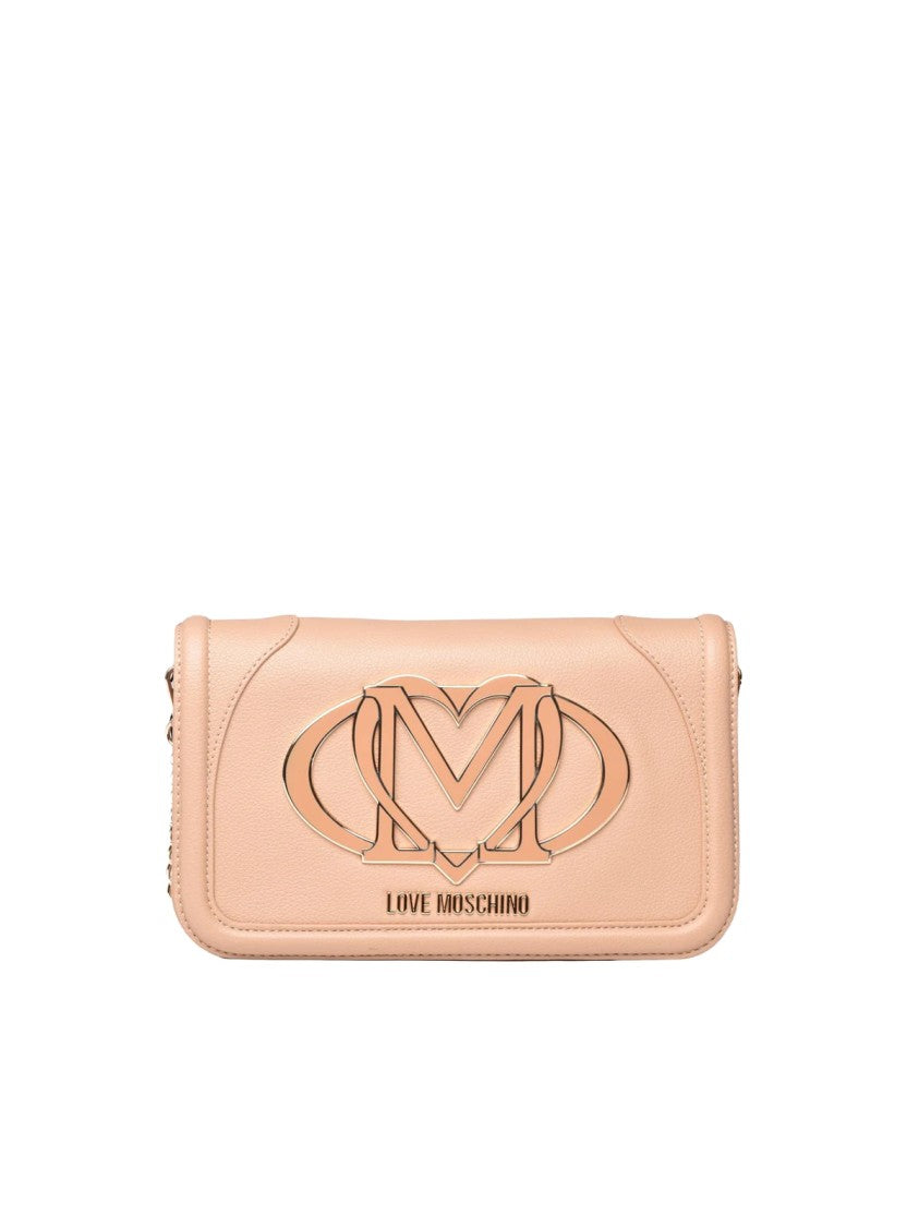 Love Moschino Rectangular Crossbody Bag With Metallic Logo And Chain Strap