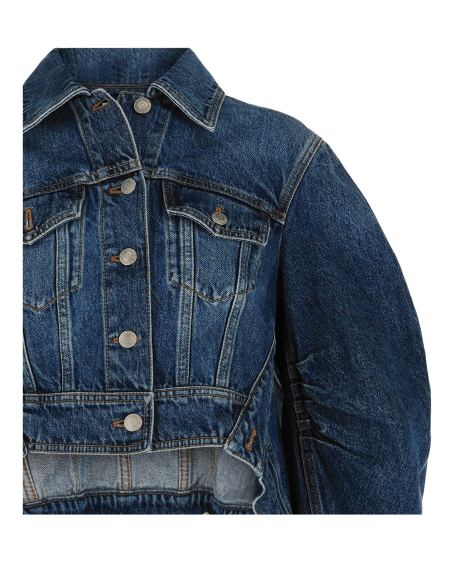Alexander Mcqueen Cropped Cocoon Sleeve Denim Jacket