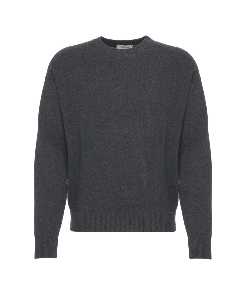 Kangra Melange Knit Sweater With Dropped Shoulders