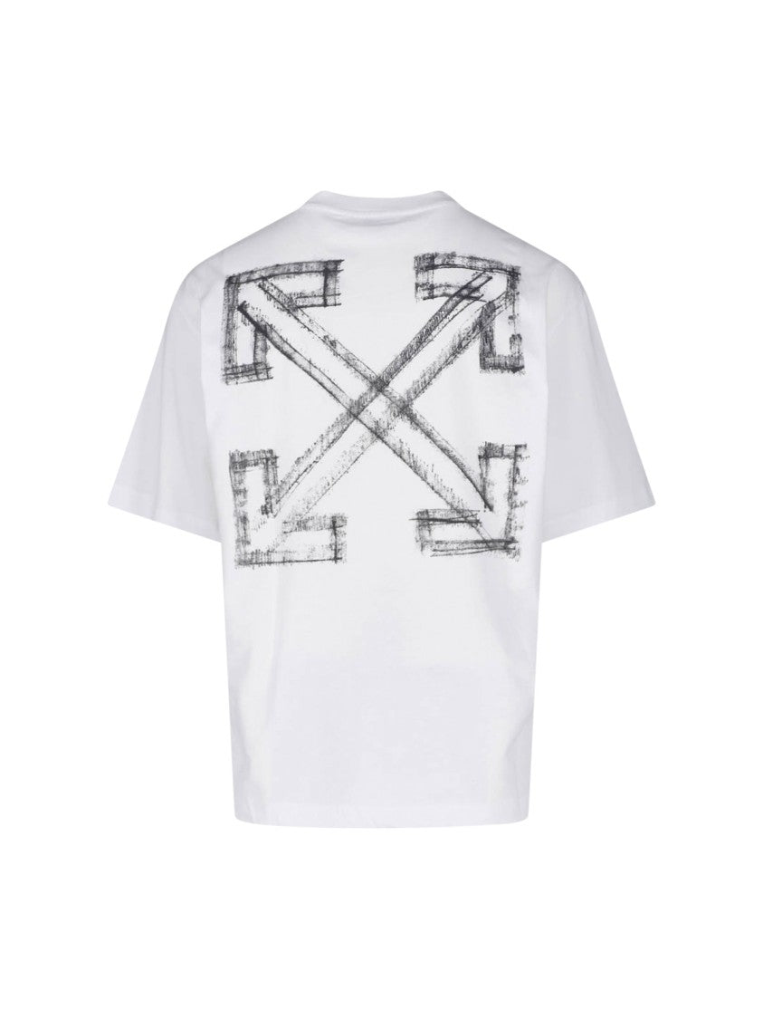 Off-White White Motion Arrow Skate Cotton T-Shirt