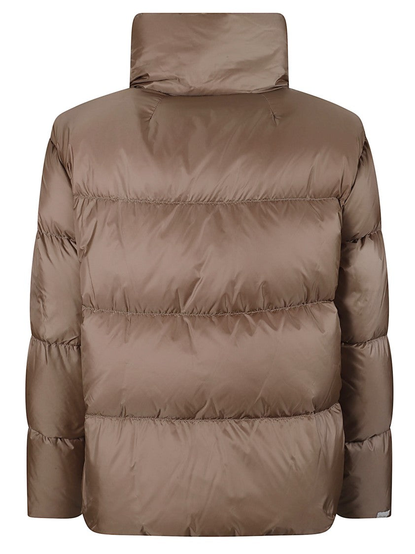 Max Mara Short Brown Down Jacket With High Collar