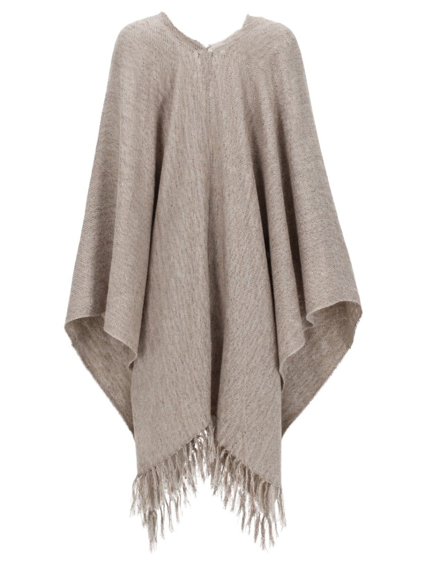 Brunello Cucinelli Flowing Fringed Linen-Blend Poncho