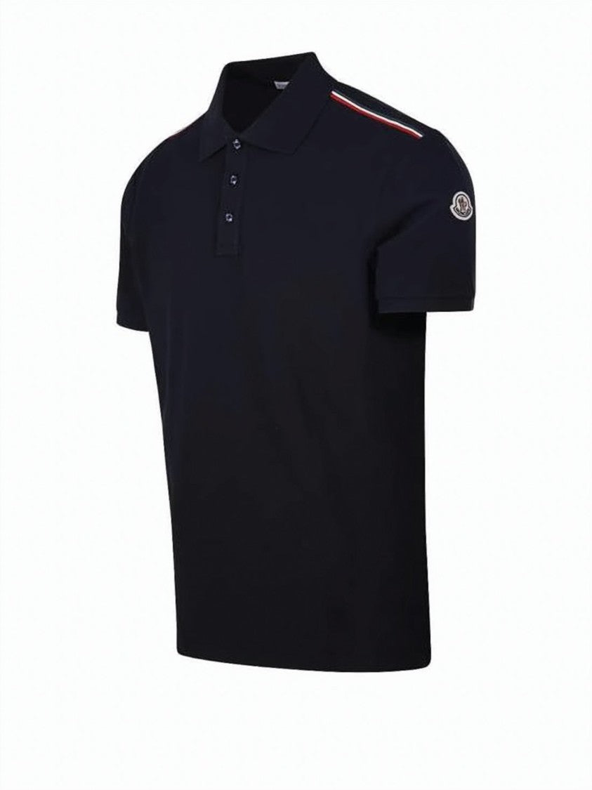 Moncler Short-Sleeve Polo Shirt With Contrasting Cuffs And Logo Patch