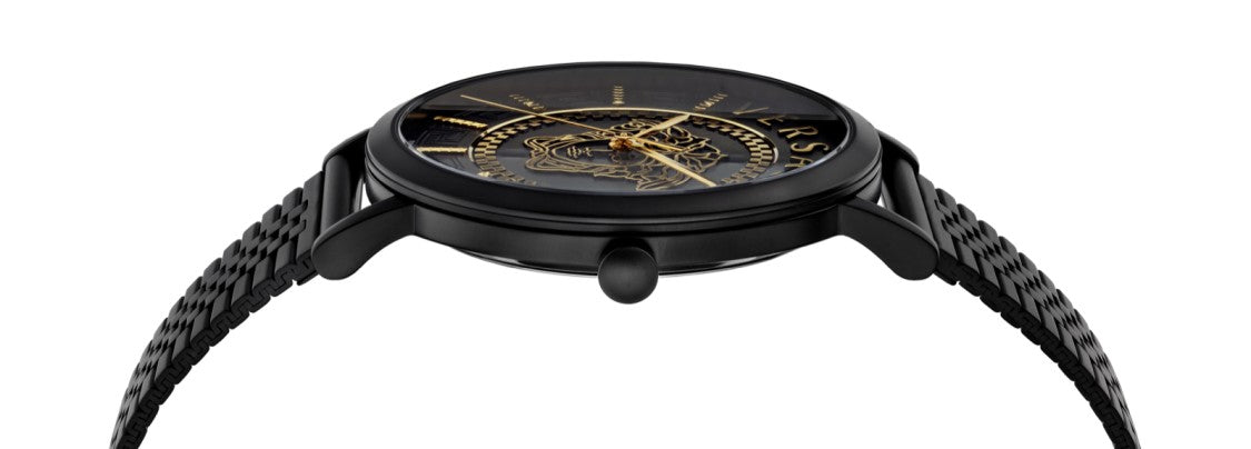 Versace 40 Mm Black Ip Stainless Steel Versace Wristwatch