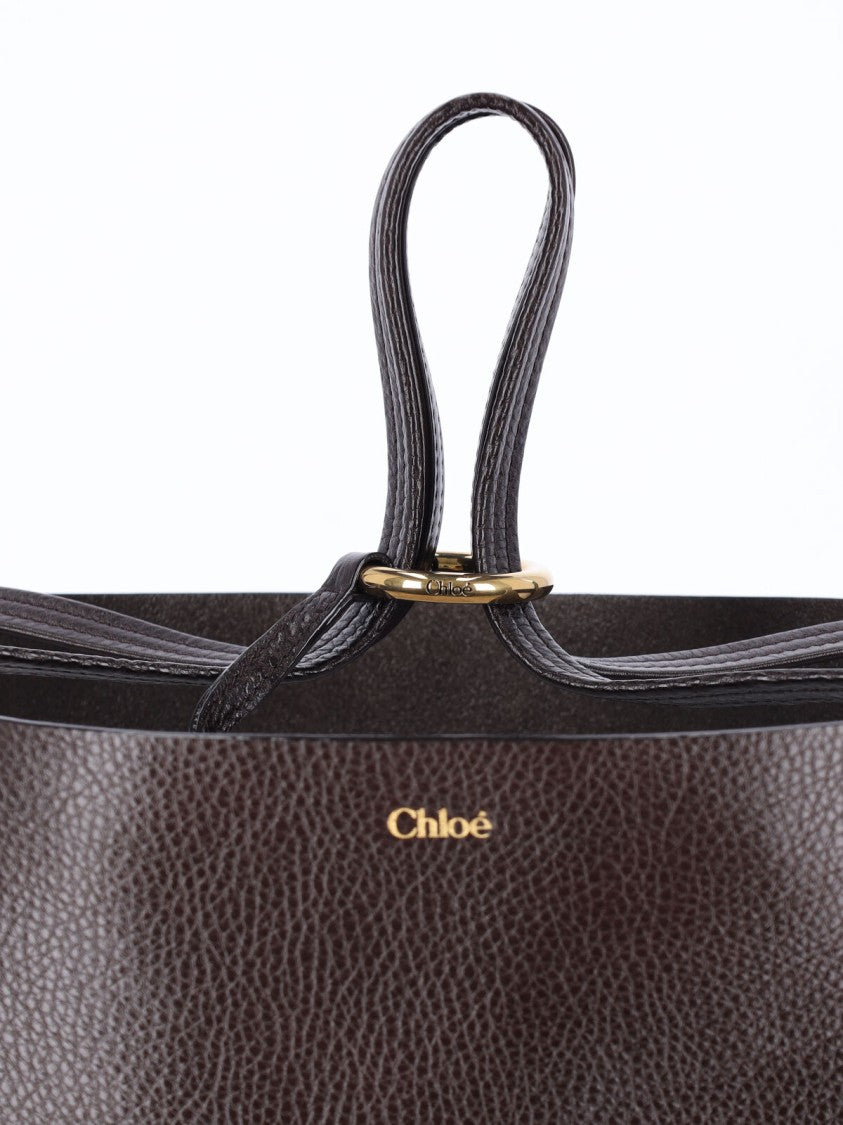 Chloé Dark Brown Spin Leather Tote Bag