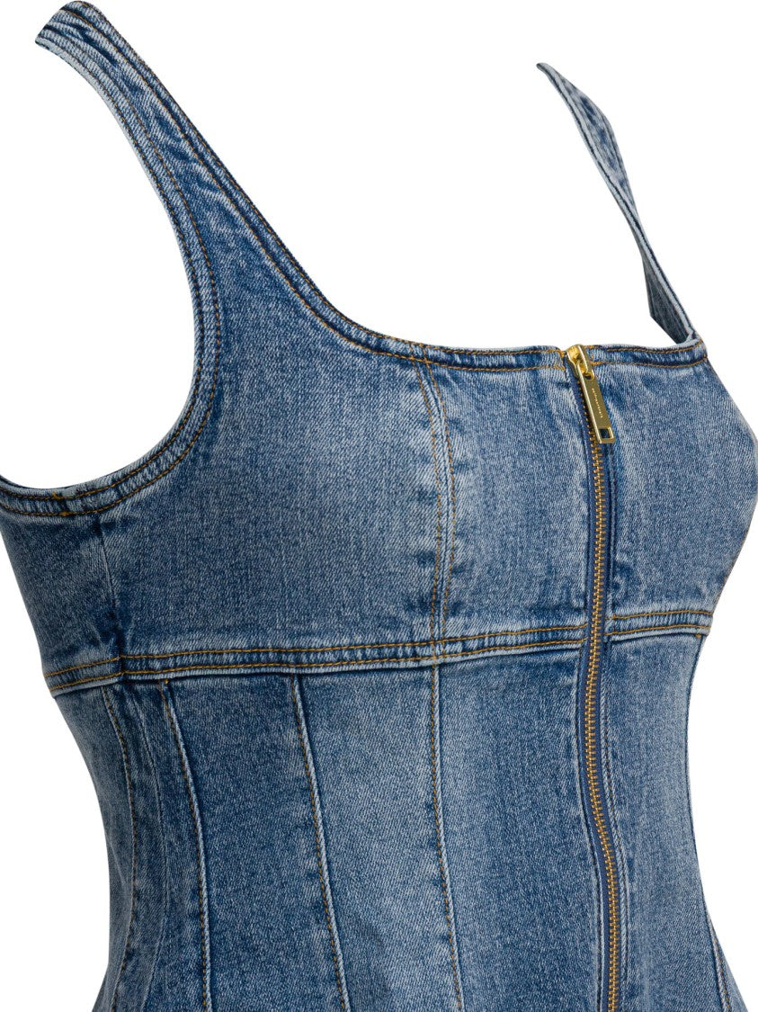 Self-Portrait Denim Flared Dress