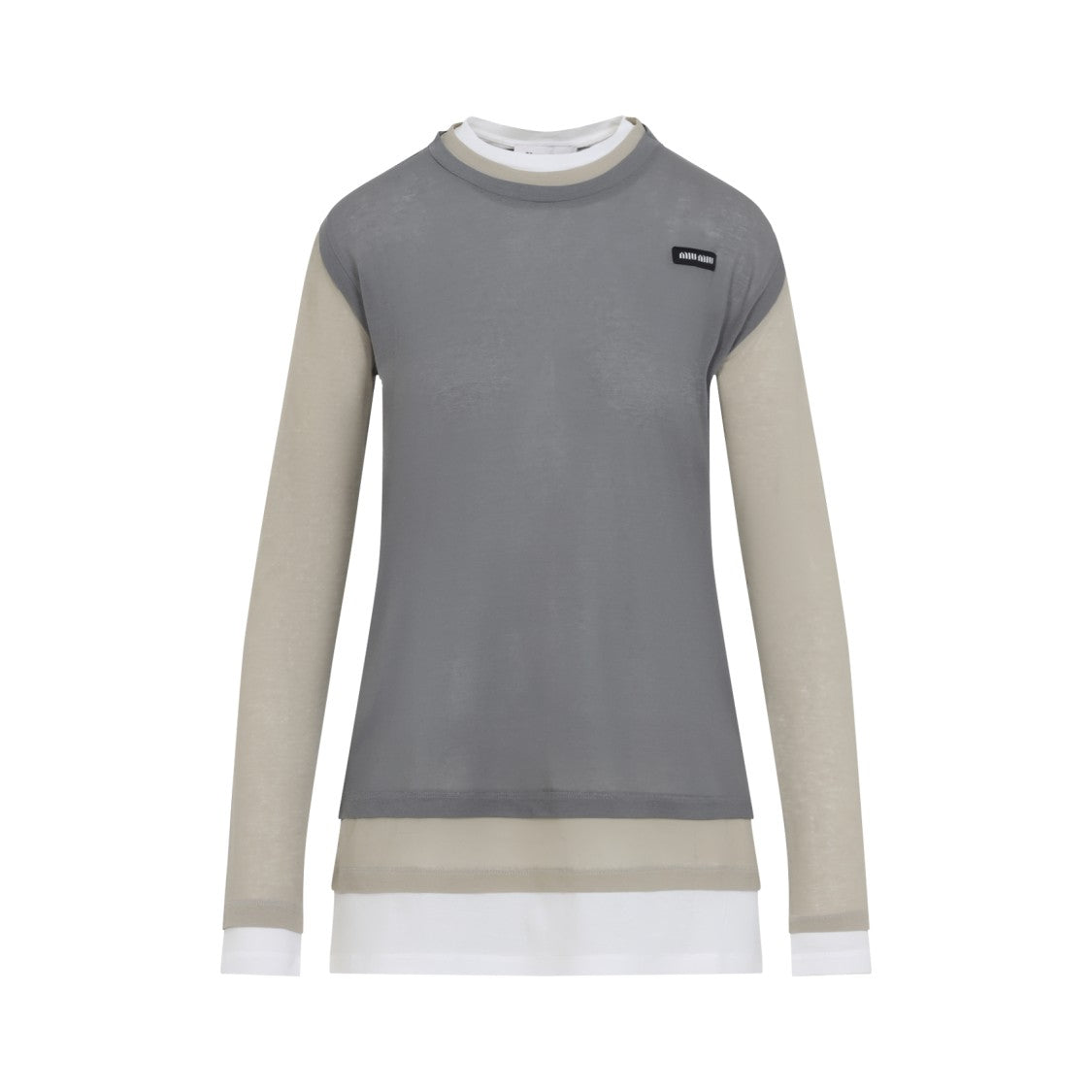 Miu Miu Layered Long Sleeve Cotton T-Shirt