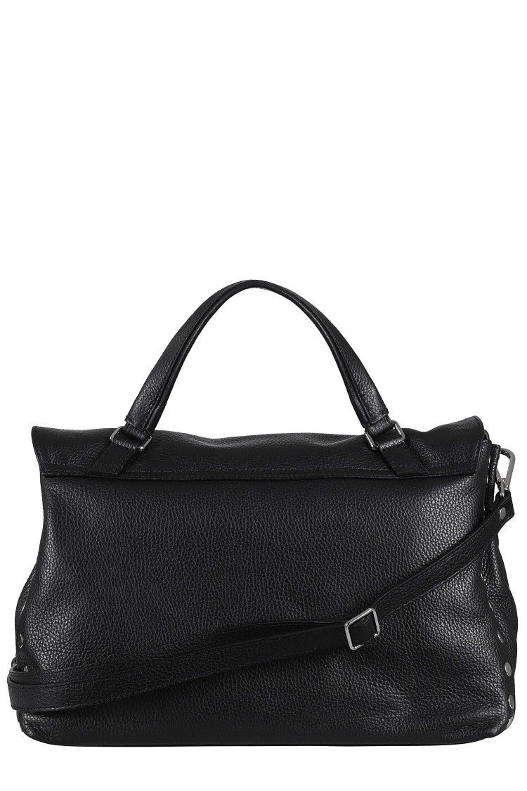 Zanellato Black Postina Daily Medium Double Swivel Leather Shoulder Bag