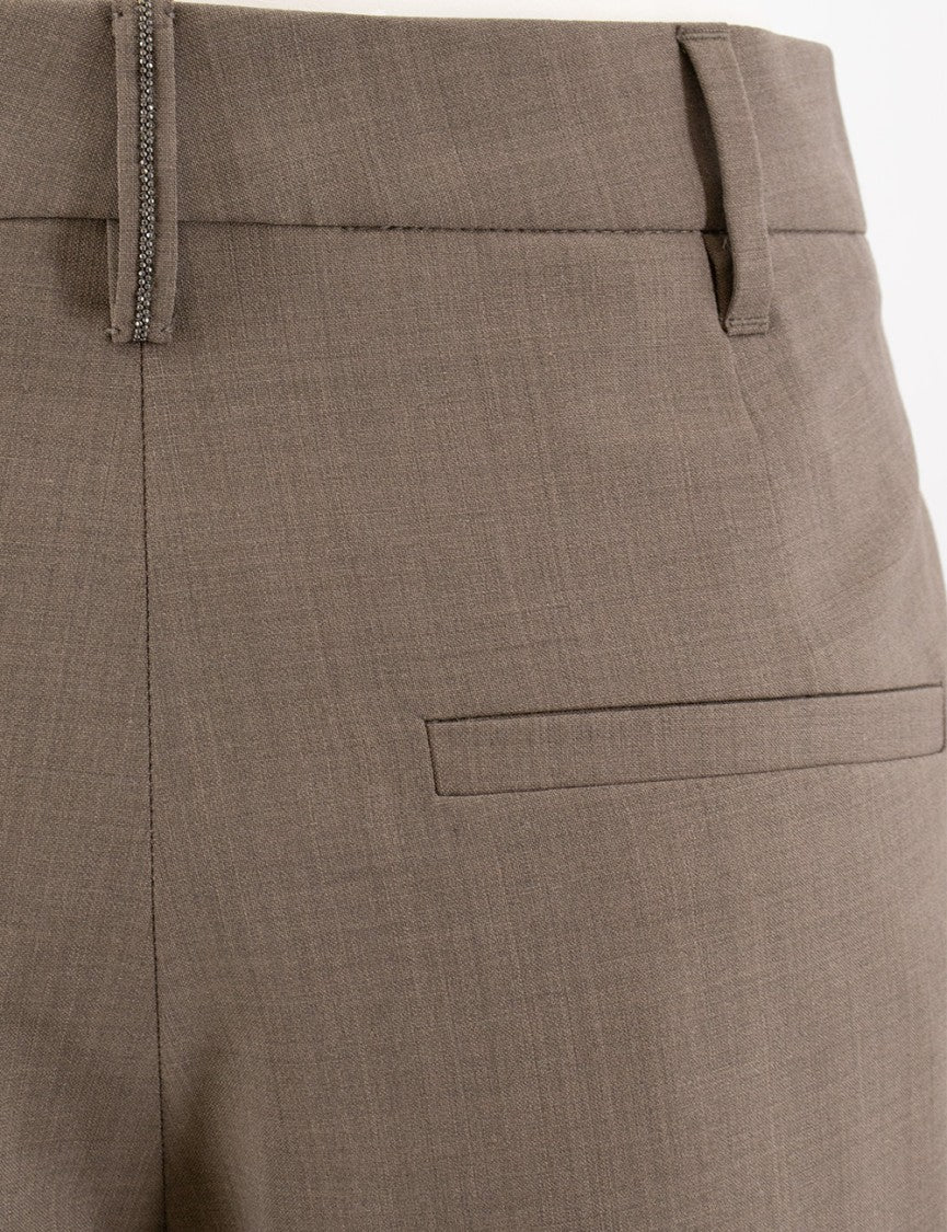 Brunello Cucinelli Straight-Leg Brown Trousers With Tailored Fit