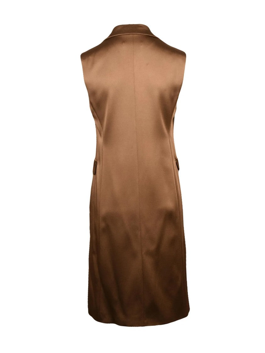 Max Mara Brown Acetate-Blend Double-Breasted Afghano Dress