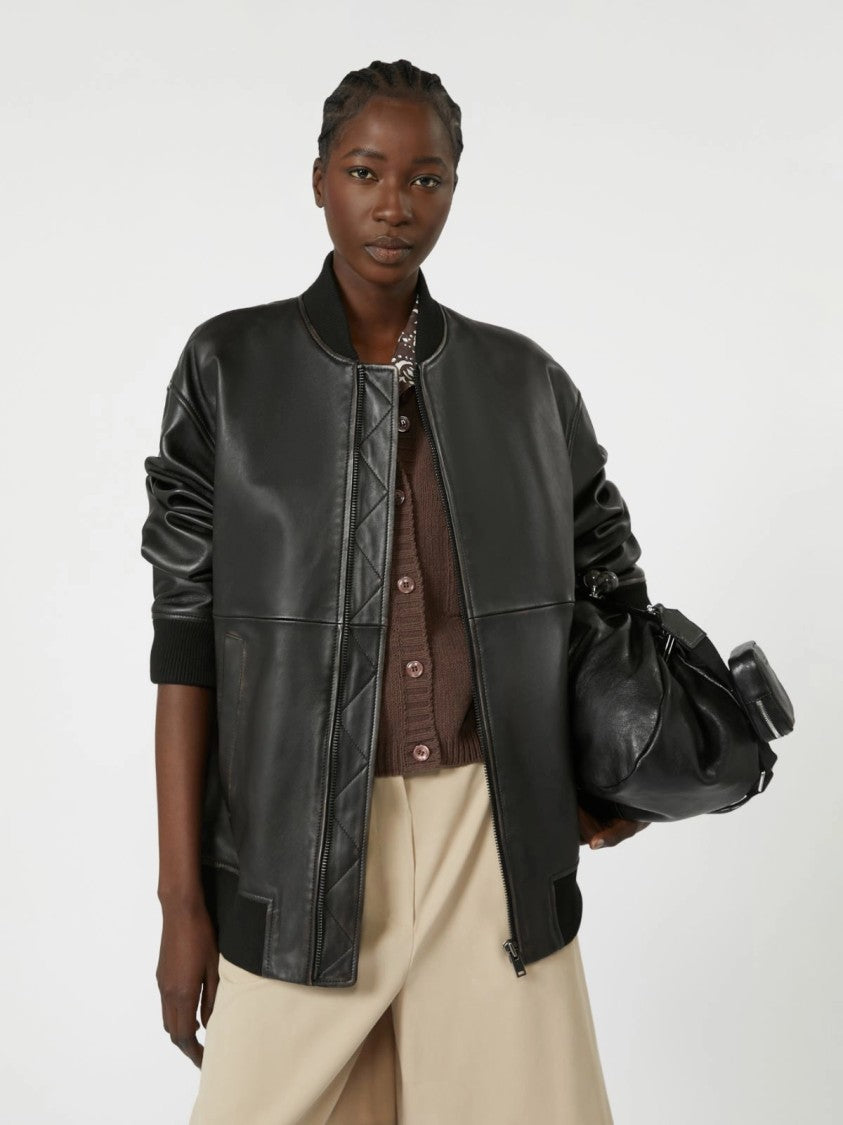 Max Mara Refined Tactical Jacket In Lamb Leather