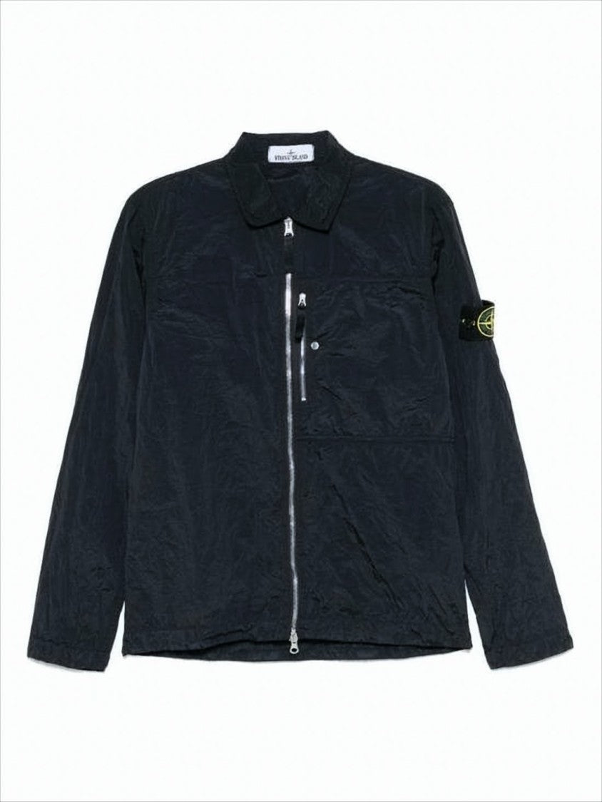 Stone Island Crinkled Texture Lightweight Black Jacket