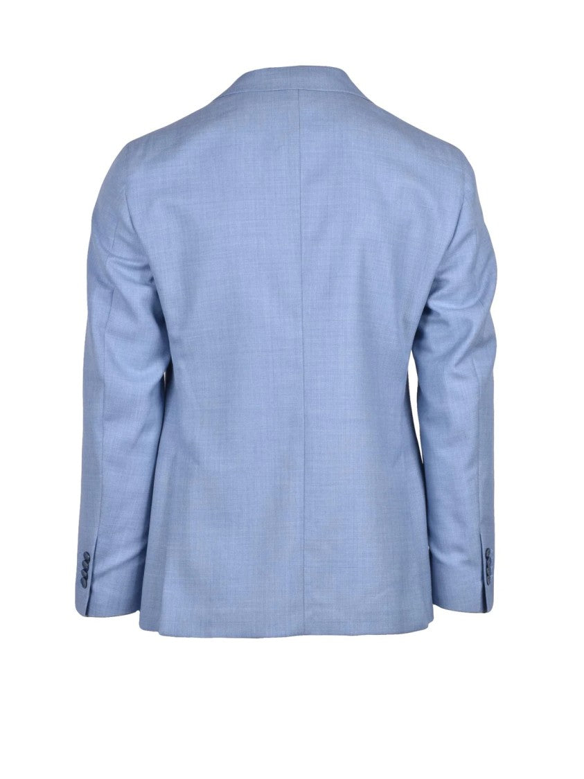 Luigi Bianchi Light Blue Virgin Wool Round Jacket
