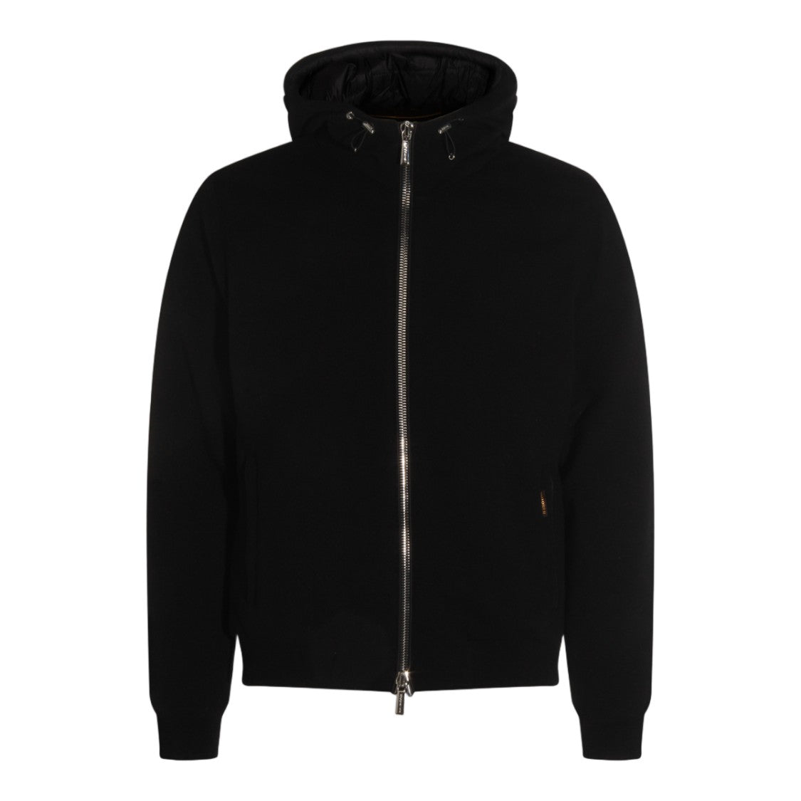 Moorer Minimalist Black Jacket With Hood And Fitted Hem