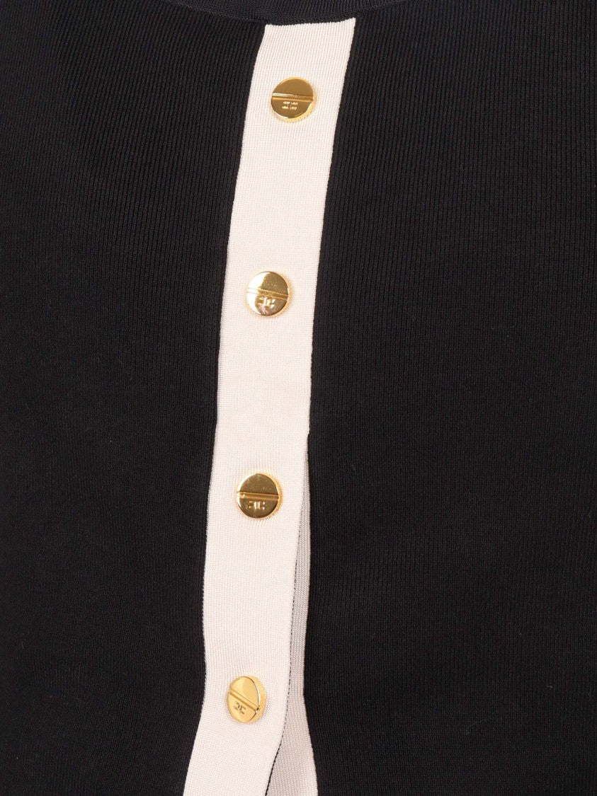 Elisabetta Franchi Sleeveless Tricot Contrast Gold Tank Top