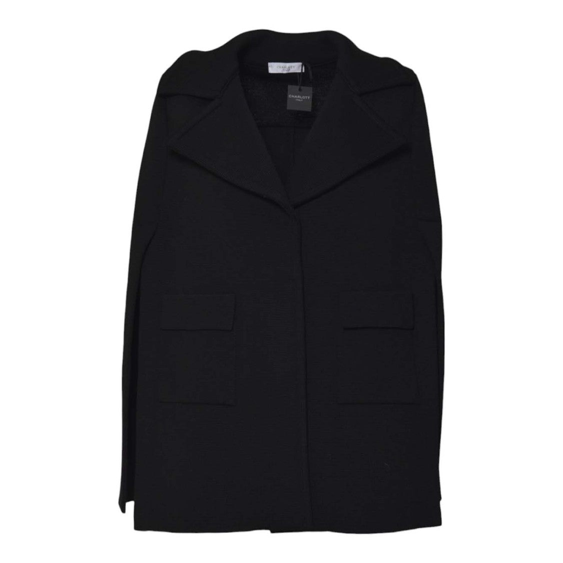 Charlott Tailored Black Wool Jacket With Structured Collar And Flap Pockets