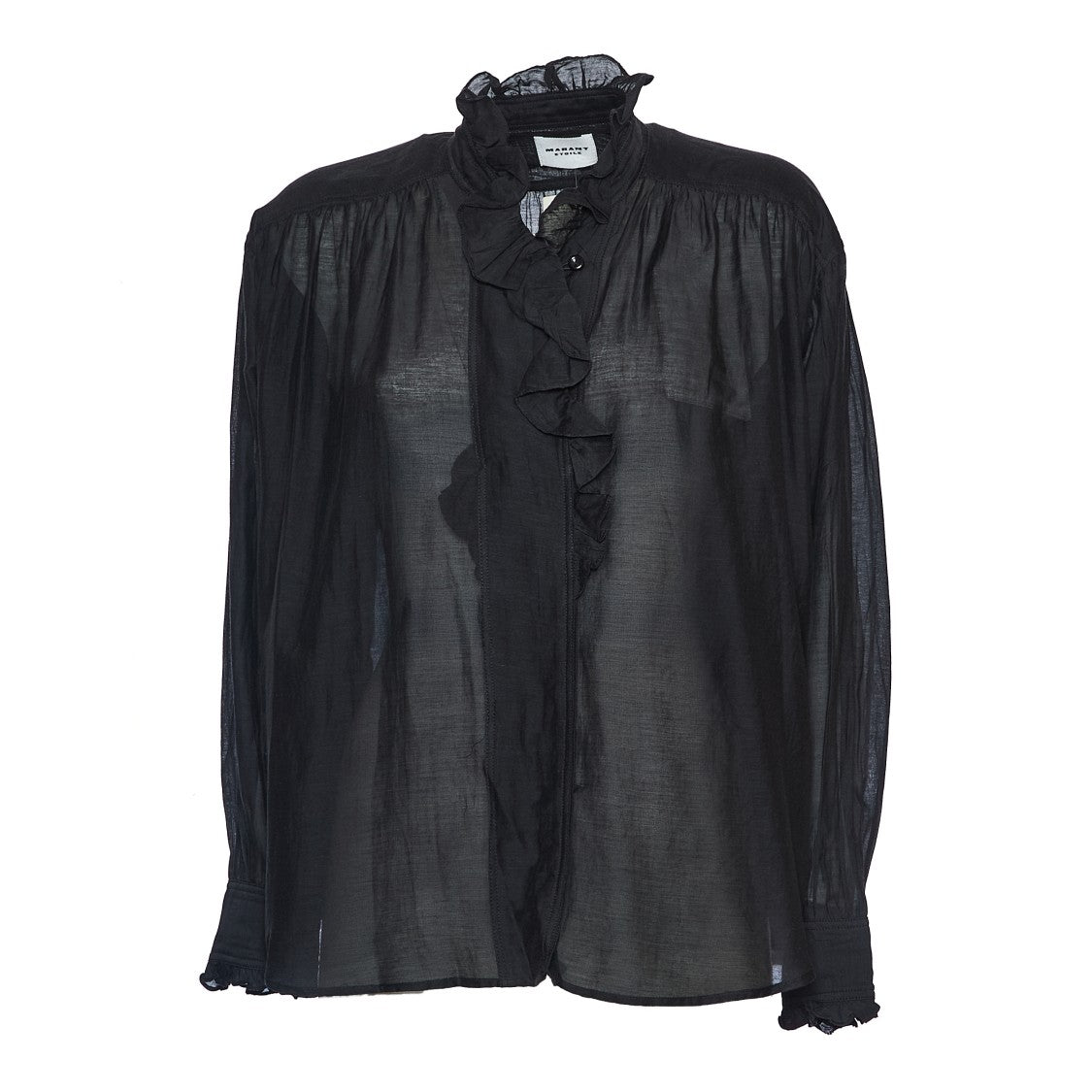 Isabel Marant Cotton Voile Top With Ruffled Collar