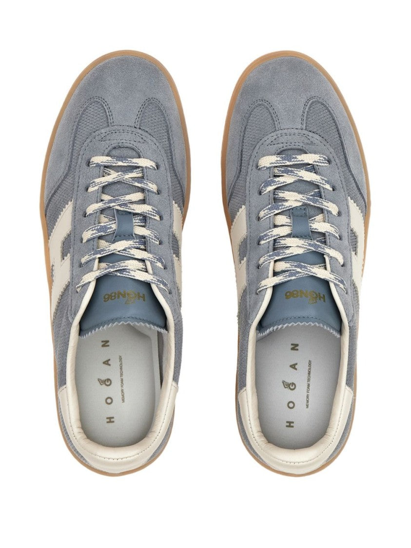 Hogan Lace-Up Suede Flats With Logo Accent And Gum Sole