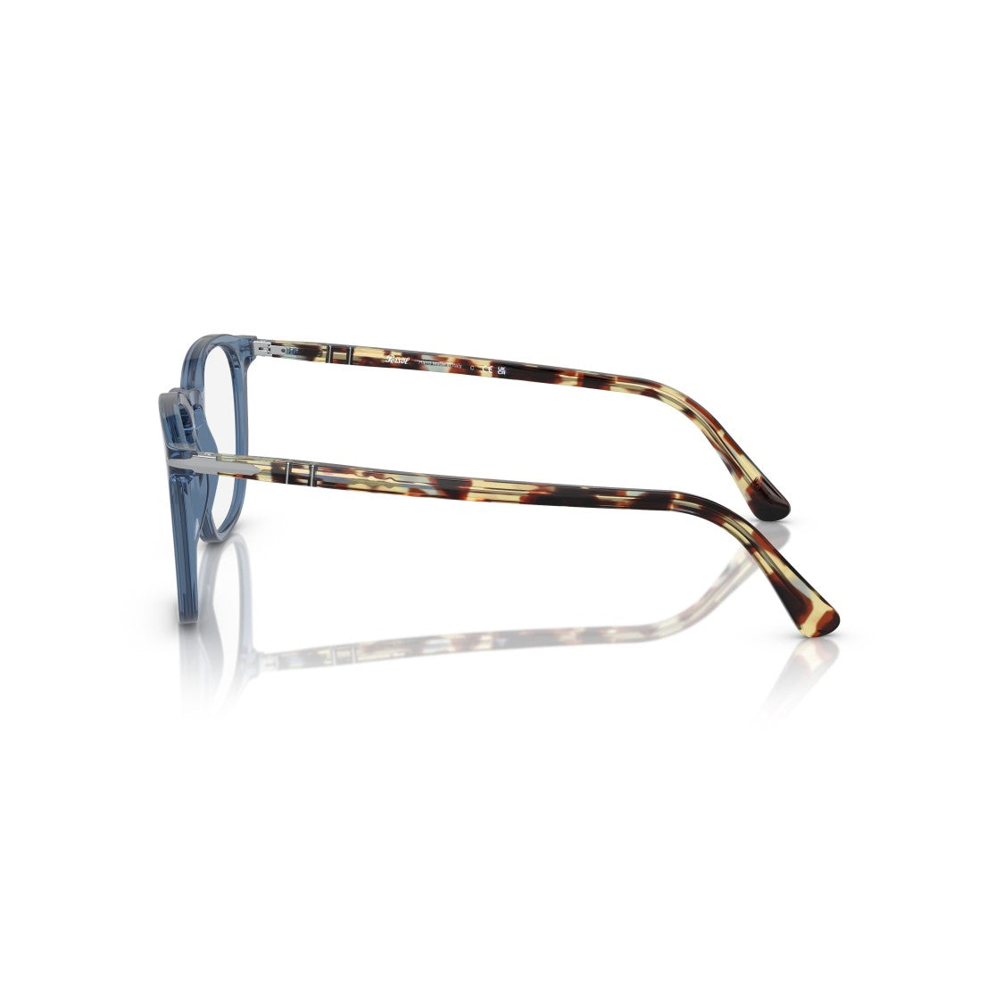 Persol 0Po3318v Rounded Square Eyeglasses With Translucent Blue Front