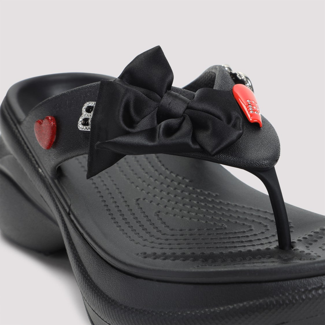 Balenciaga Black Rubber Tong Crocs Sandals