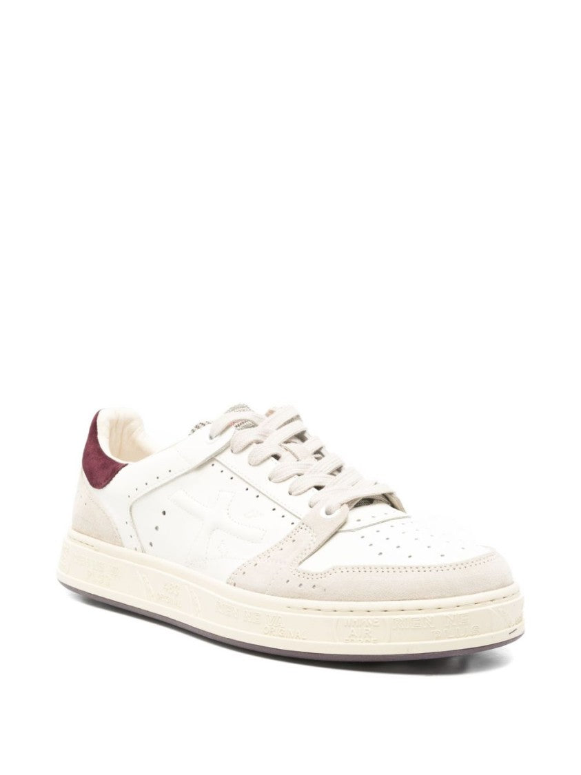Premiata Low-Top White Sneakers With Suede Overlays
