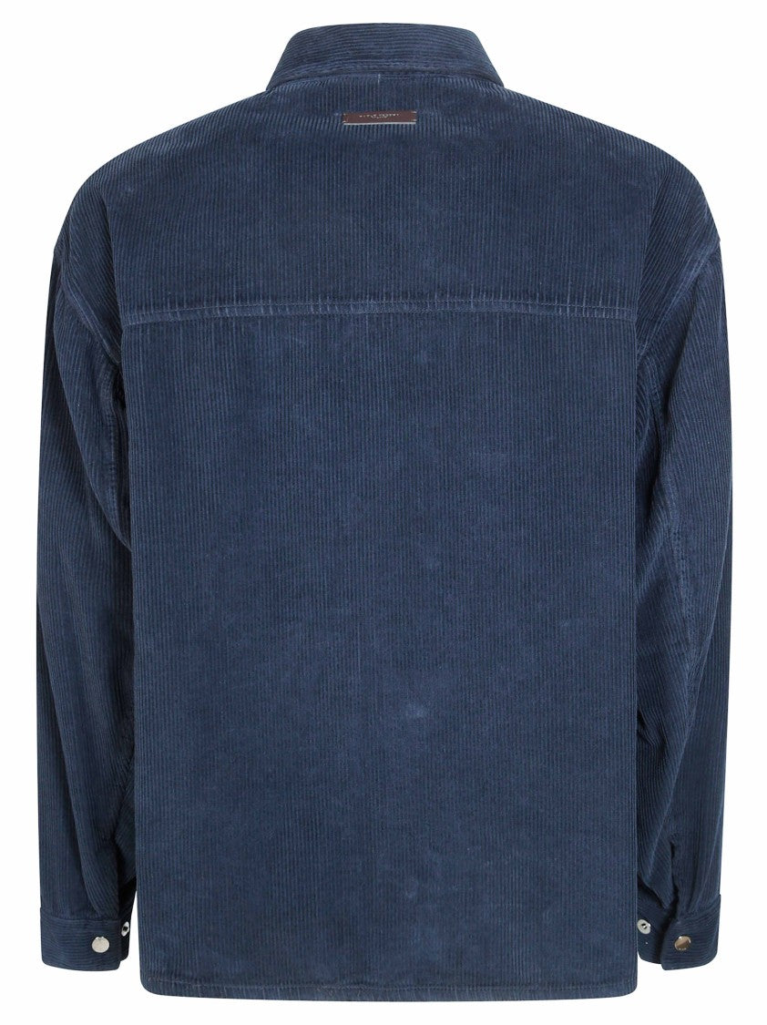 Paolo Pecora Blue Corduroy Boxy Button-Down Shirt