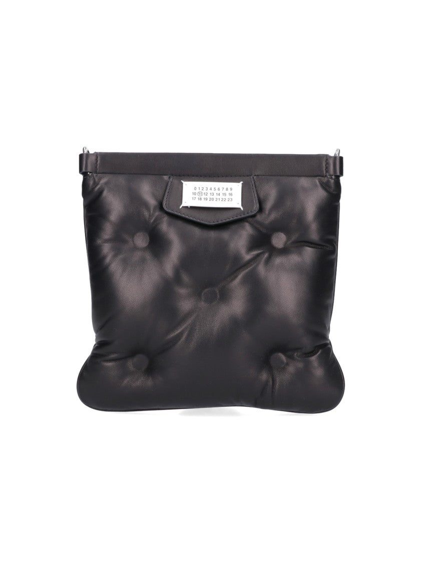 Maison Margiela Black Leather "Glam Slam Flat" Shoulder Bag