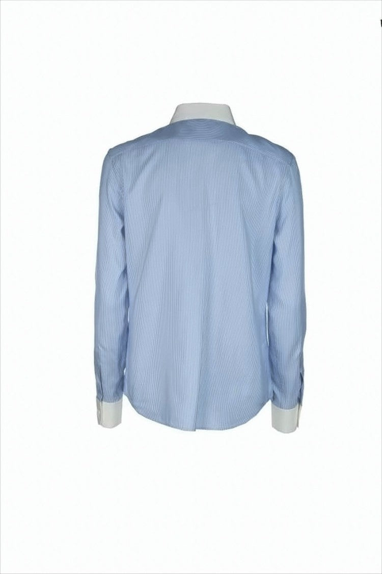Celine Silk Shirt With Vertical Pinstripe Pattern And Contrasting Collar