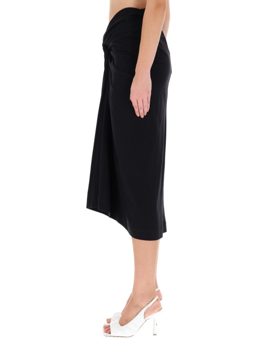 Dries Van Noten Herchive Draped Twisted Knot Cotton Midi Skirt