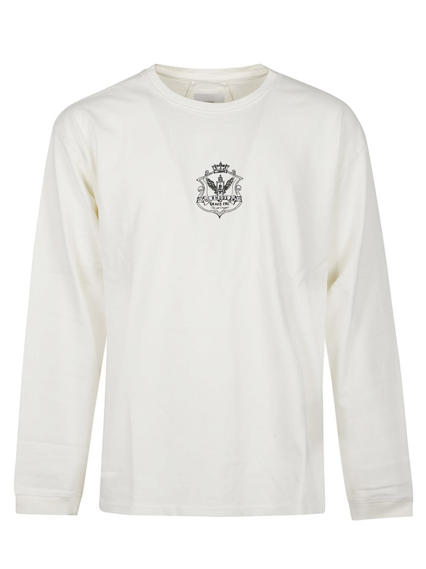 Rhude Grand Cru Crest Long Sleeve Cotton T-Shirt