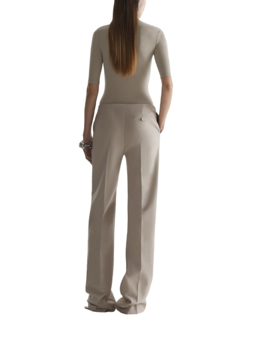 Mugler Brown Tailored Straight Leg Wool Trousers