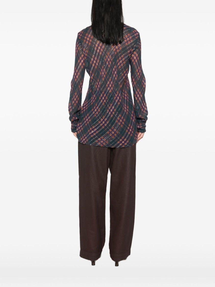 Dries Van Noten Plaid Long-Sleeve Button-Down Shirt