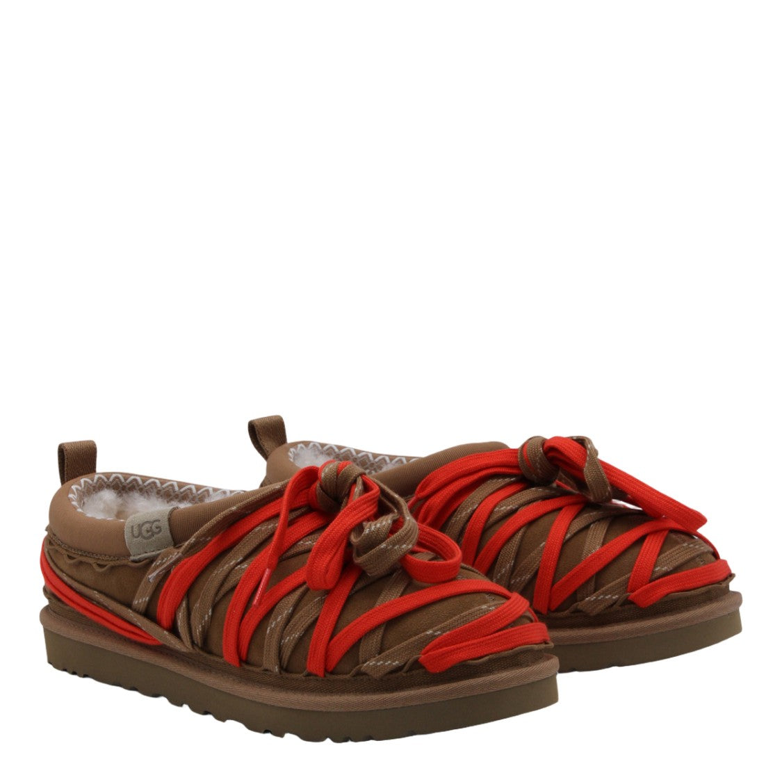 Ugg Brown Flat Shoes With Crisscrossing Straps