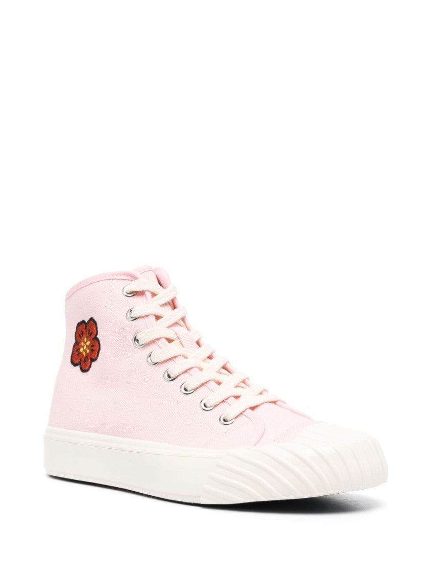 Kenzo High-Top Canvas Sneakers With Signature Boke Flower Motif