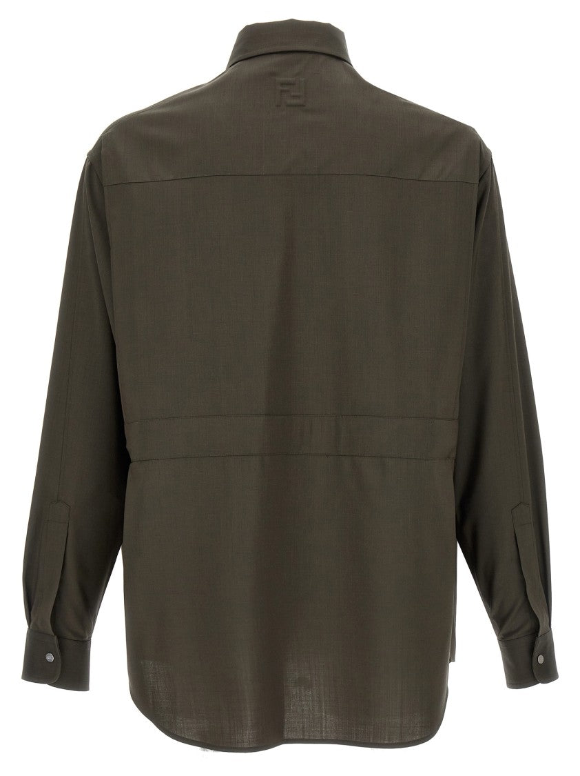 Fendi Oversized Wool Shirt With Button Closure