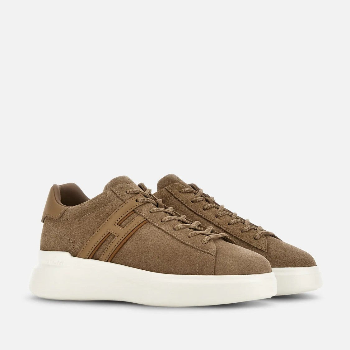 Hogan H580 Allacciato H Profilo Sneakers In Beige