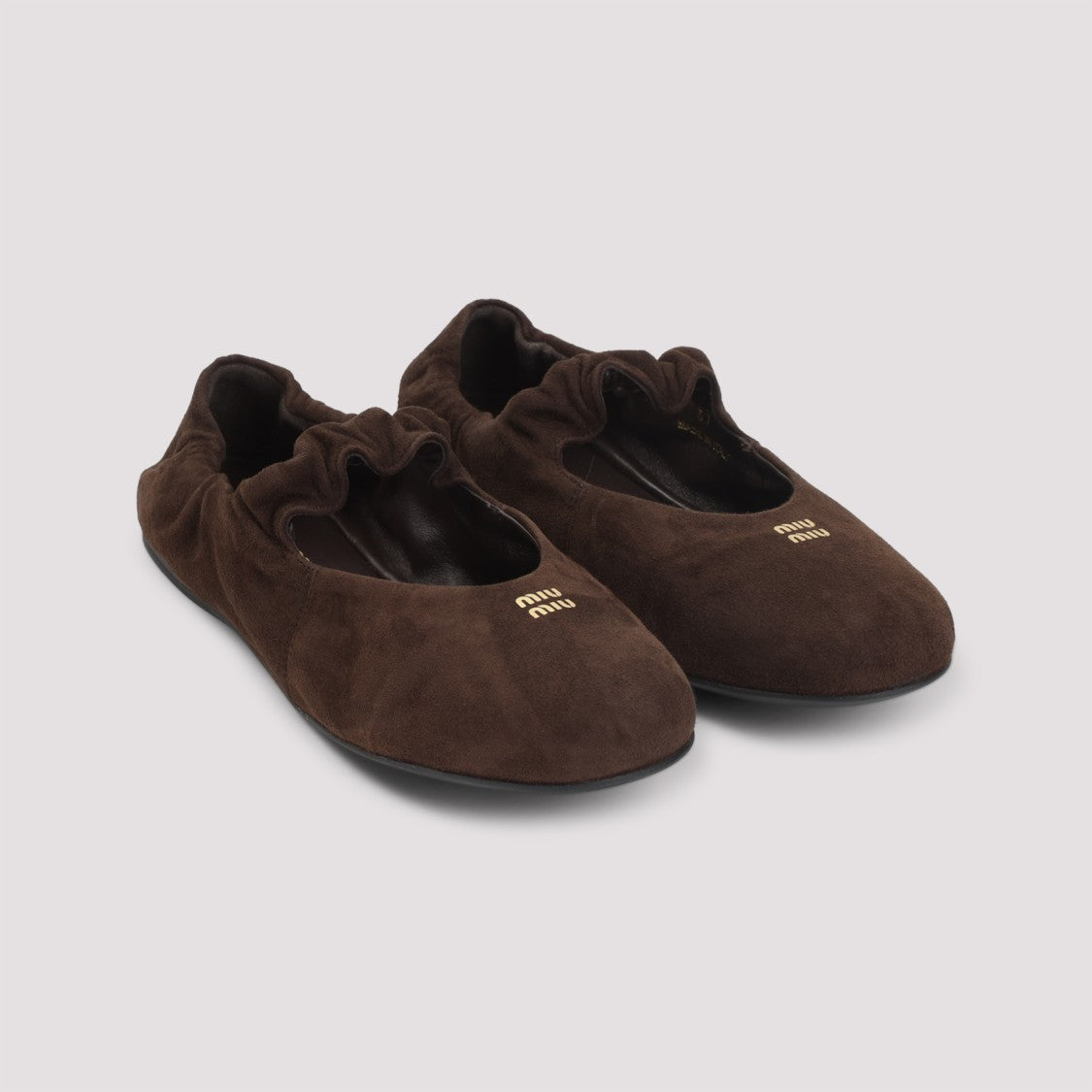 Miu Miu Dark Brown Suede Ballerina Flats