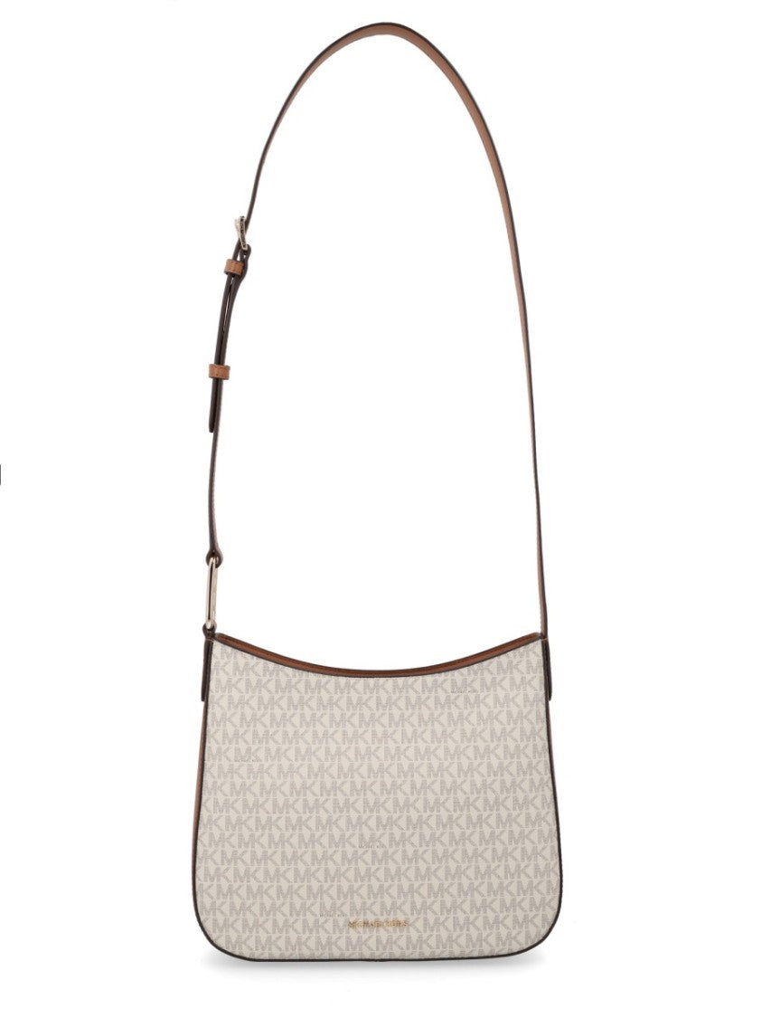 Michael Michael Kors Beige Monogram Leather Accent Shoulder Bag
