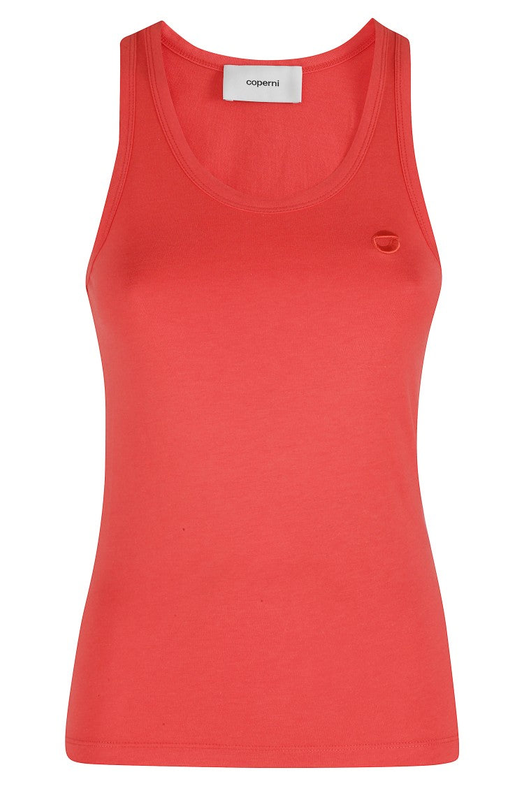 Coperni Red Lightweight Logo Tone-On-Tone Cotton-Blend Tank Top