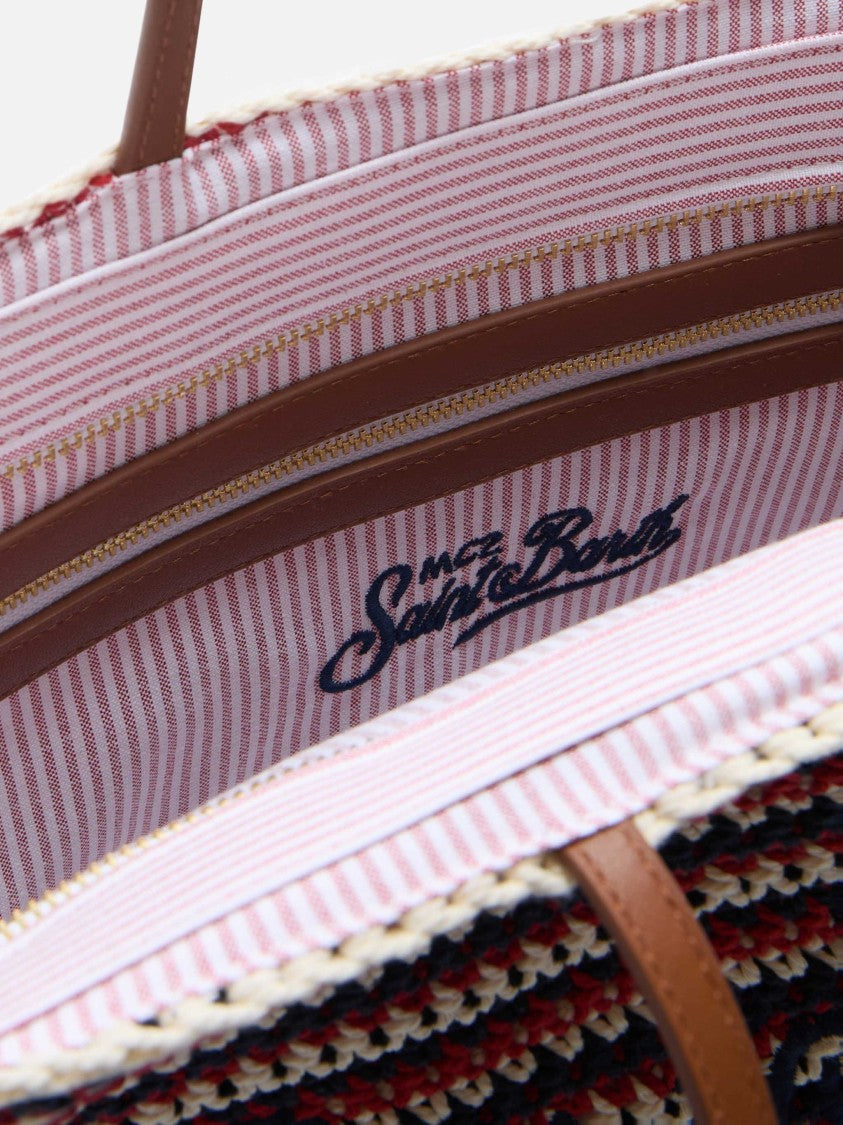 Mc2 Saint Barth Woven Tote Bag With Horizontal Stripes