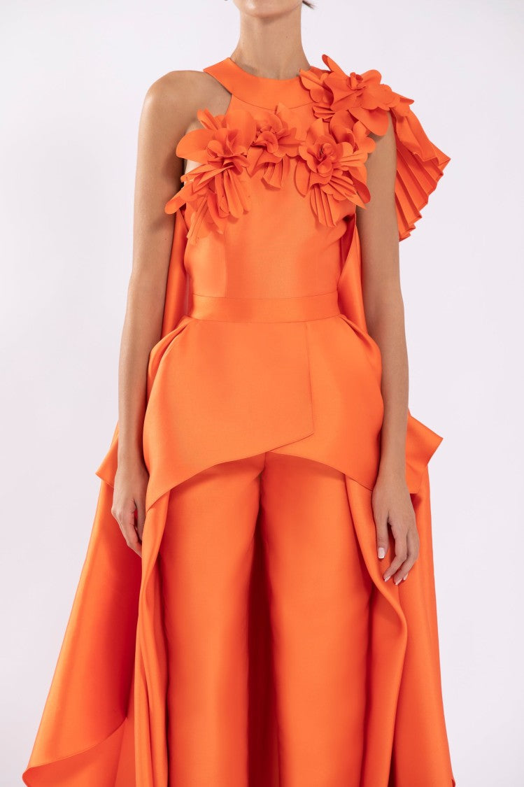 Saiid Kobeisy Mikado Jumpsuit With Asymmetrical Cuts And Matching Embroidery